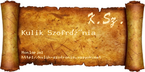 Kulik Szofrónia névjegykártya